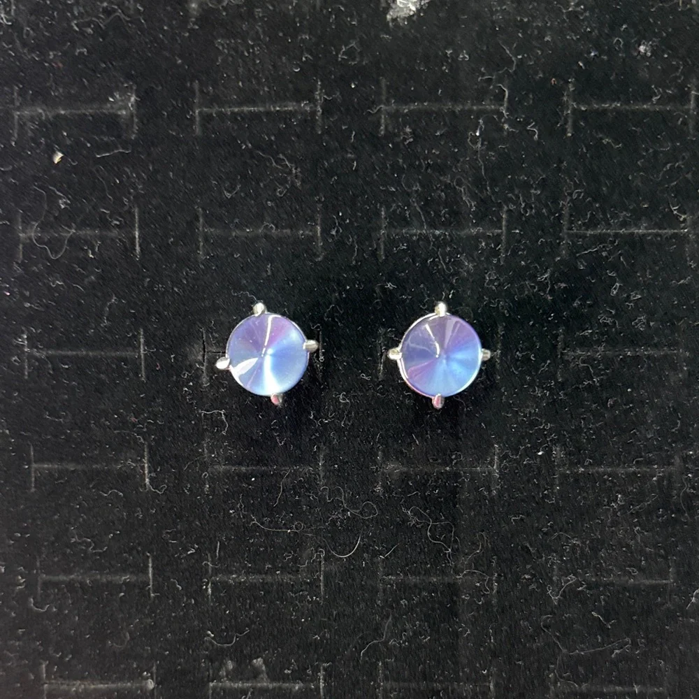 Vintage Anson Round Purple Blue Silver Tone Cufflinks